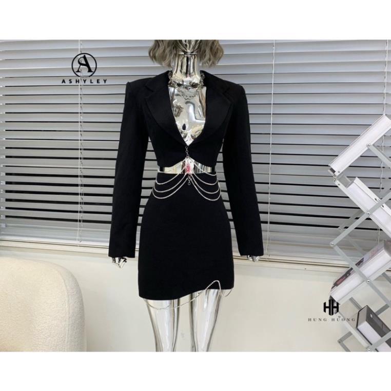 Mẫu mới hot 2023 Váy vest đính đá dây xinh