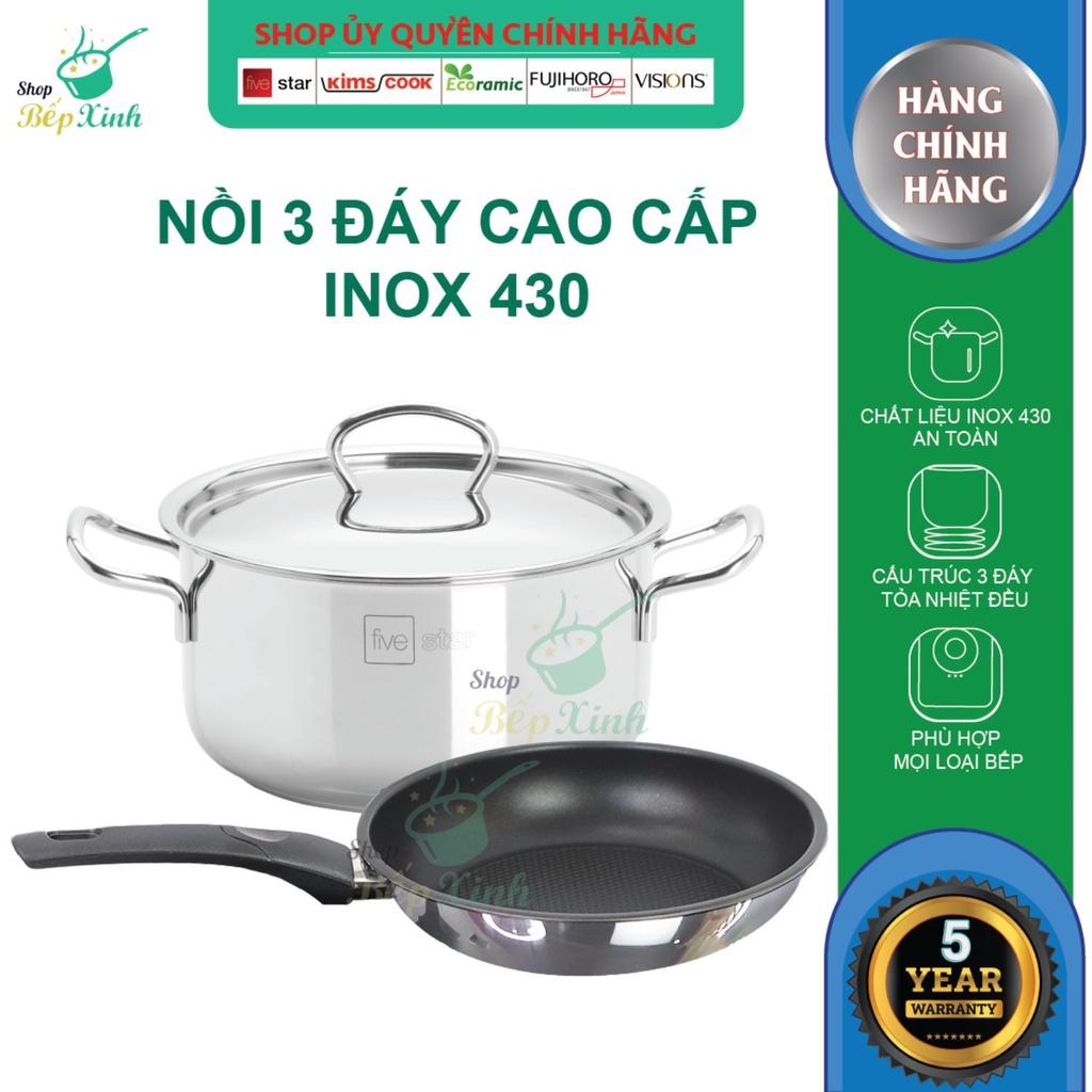 Nồi và chảo chống dính 3 đáy từ inox 430 FiveStar Standard (16cm / 20cm / 24cm) , dùng được mọi bếp