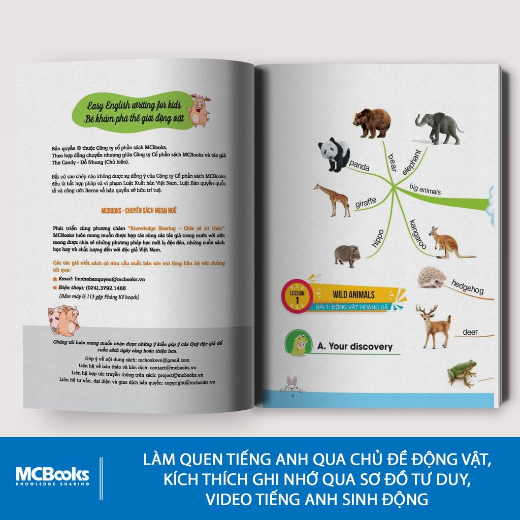 Sách - Easy English writing for kids - Bé khám phá thế giới động vật ( tặng kèm bookmark sáng tạo )