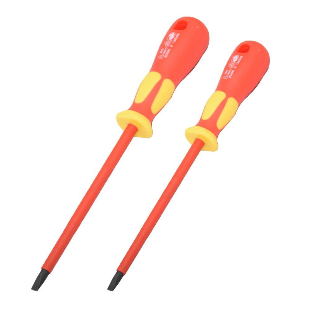 2Pcs Flat Insulated Screwdriver Flat Terminal Block Screwdriver Power Tools