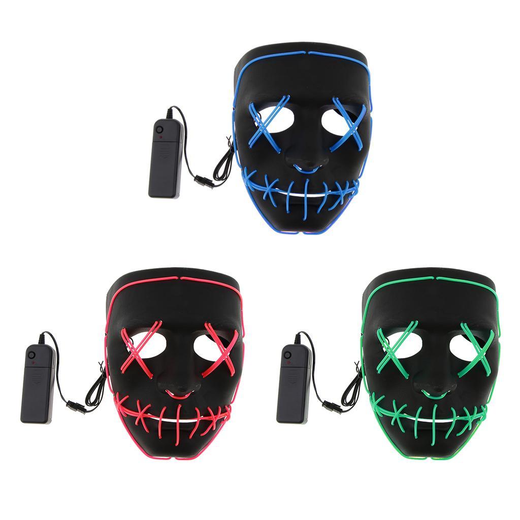 LED Mask Frightening Light Wire Face for Halloween Cosplay Festival Parties