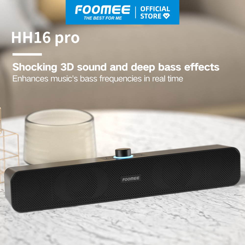 Loa Bluetooth Mini  Pin 1200mAh FOOMEE HH16 pro - Tích Hợp Đèn Led Nháy Loa Kép Và Kết Nối Cuộc Gọi - Màu Đen - Hàng Chính Hãng