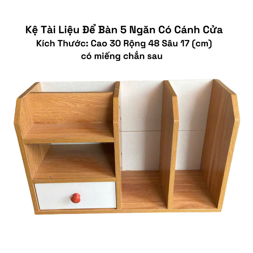 Kệ Sách Gỗ MDF Để Bàn 5 Ngăn 1 Ngăn Kéo, Tủ Hồ Sơ Tài Liệu Để Phòng Làm Việc Cao Cấp