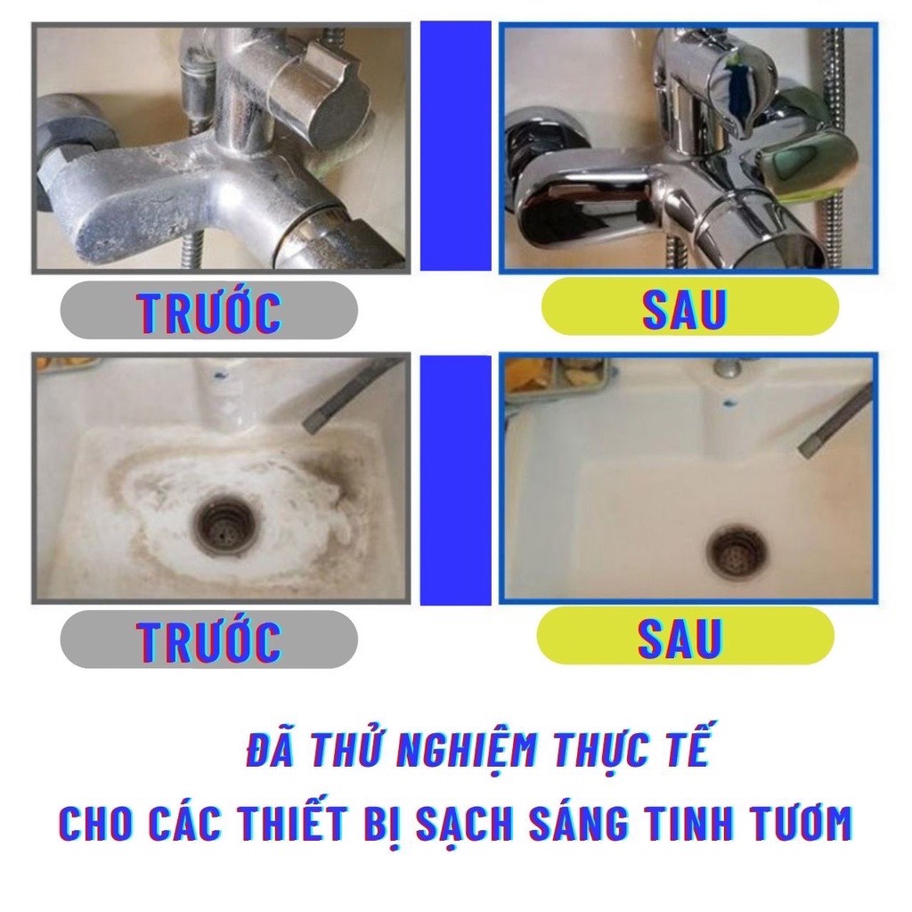 Chai xịt tẩy cặn canxi trên bồn rửa sứ, vòi rửa inox, vách kính, gạch men nhà tắm siêu sạch chai 500ml