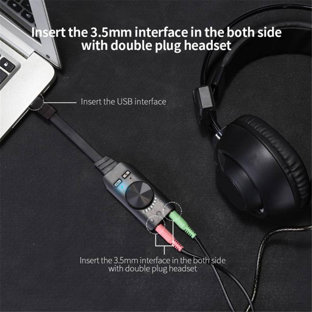 7.1CH USB External Sound Card Audio Adapter USB to 3.5mm Earphone/Headphone