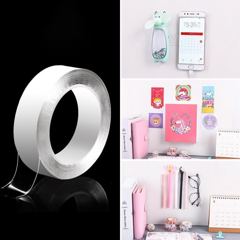 Băng Keo Nano Dán 2 Mặt Trong Suốt / Băng Dính 2 Mặt Đa Năng - Dán Tường Treo Đồ, Treo Tranh Ảnh, Cố Định Vật,...