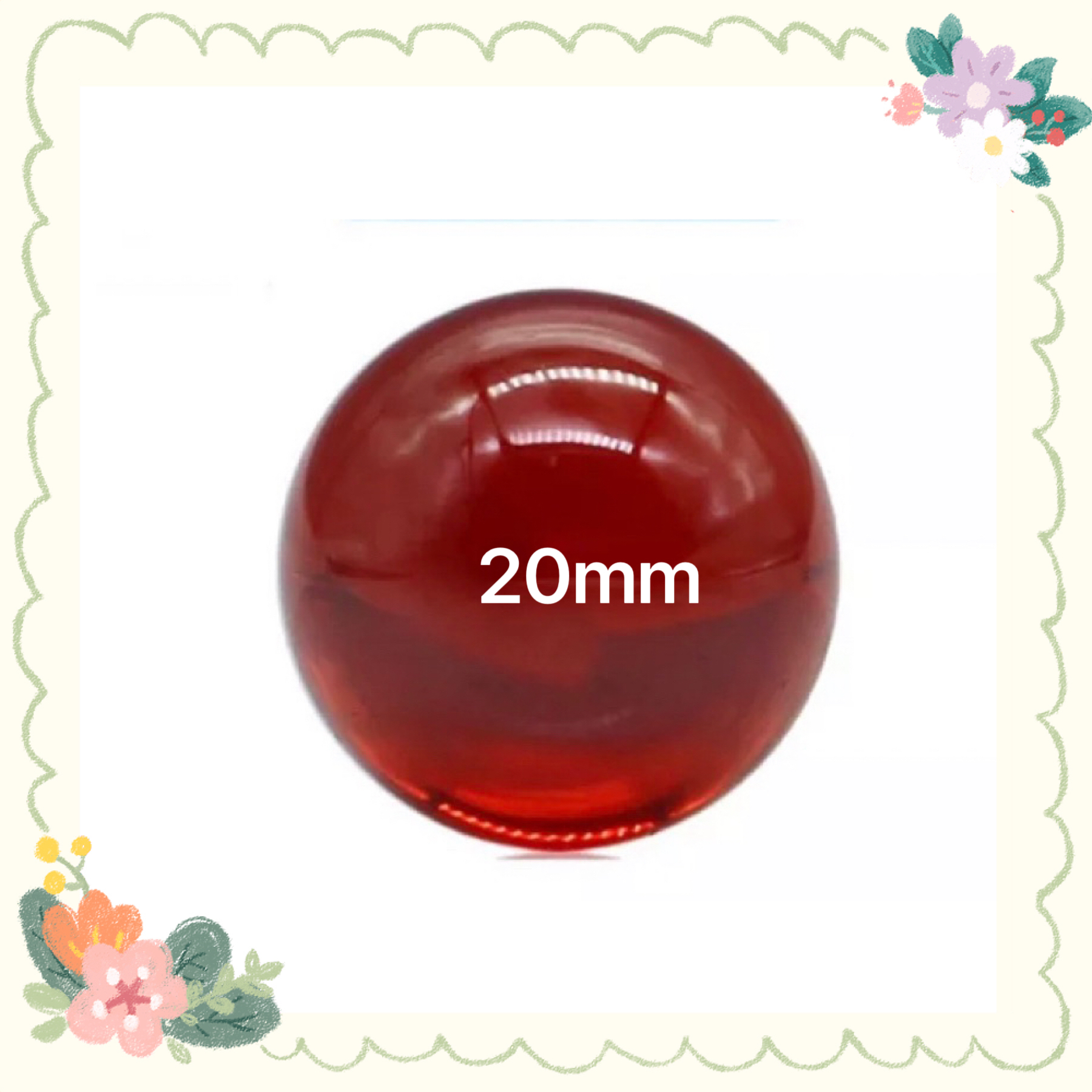 4 viên 20mm bi thuỷ tinh trong suốt màu đỏ - bi trang trí và sưu tầm
