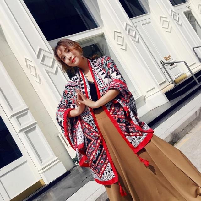 Khăn choàng du lịch biển khăn choàng boho in hoạ tiết thổ cẩm
