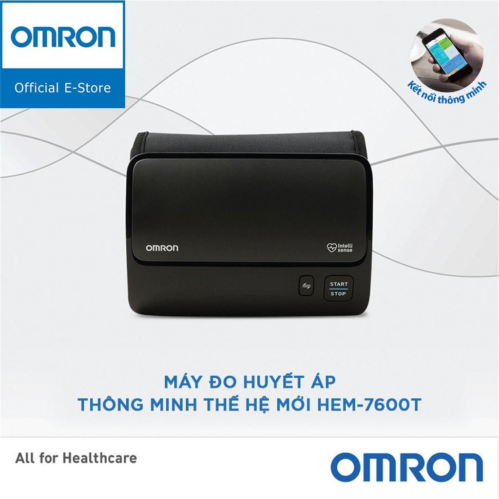 Máy Đo Huyết Áp Cao Cấp Omron HEM-7600T | Kết Nối Bluetooth, Công nghệ Intellisense , Vòng Bít Không Dây Xoay 360 Độ - Hàng chính hãng