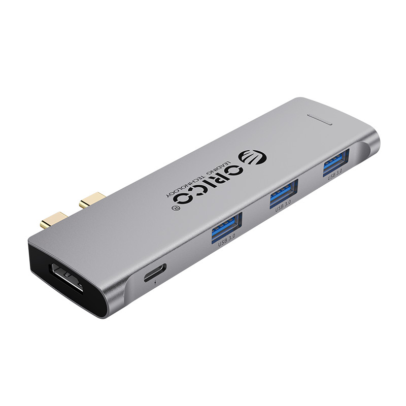 Hub chuyển đổi USB Type-C 5 trong 1 dành cho Macbook/Laptop ORICO 2CT-5H-GY1- Hàng Chính Hãng