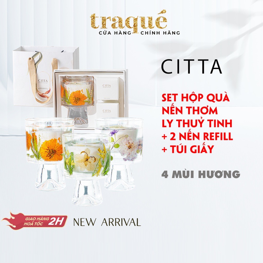 Set hộp quà sinh nhật nến Citta trang trí làm thơm phòng khu vườn cổ tích + 2 nến refill