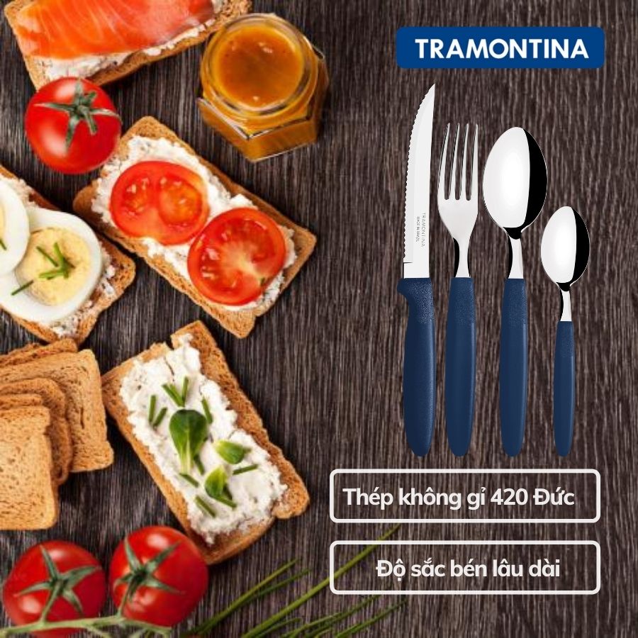 Bộ Dao Thìa Dĩa Bàn ăn Tramontina IPANEMA 24 Món Cán Nhựa PP Sản Xuất Tại Brazil