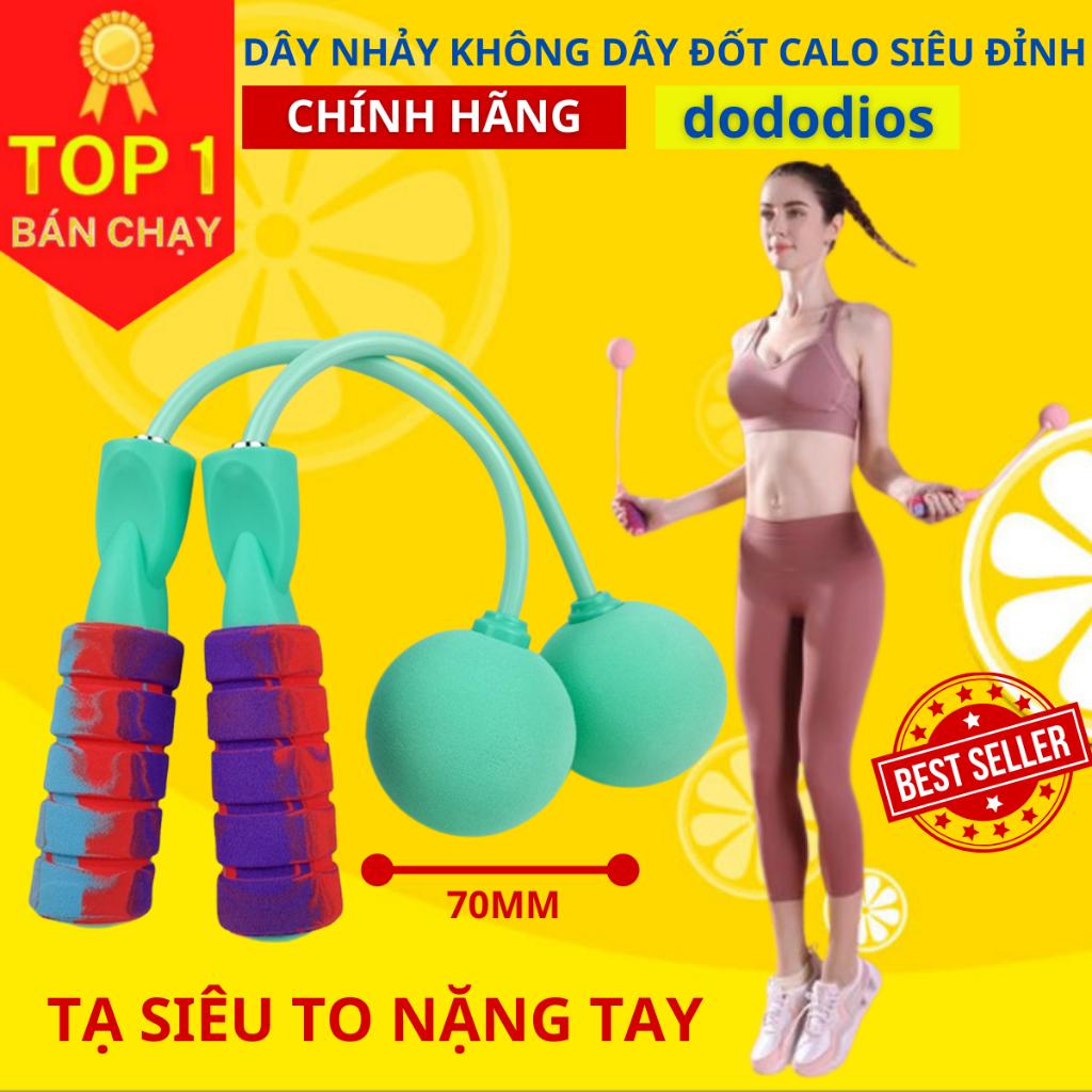 Dây nhảy thể dục giảm cân ko dây kèm 2 tạ lớn bóng to không tiếng ồn - Chính Hãng dododios