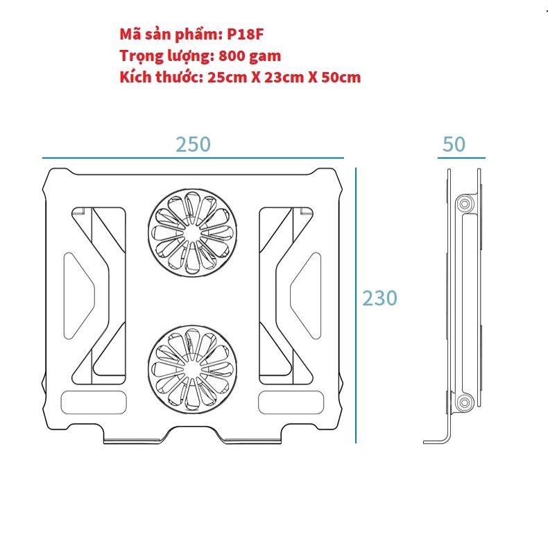 Giá đỡ laptop, máy tính xác tay P18F, P18 cao cấp, quạ Led RGB, nâng hạ độ cao 2 khớp điều chỉnh