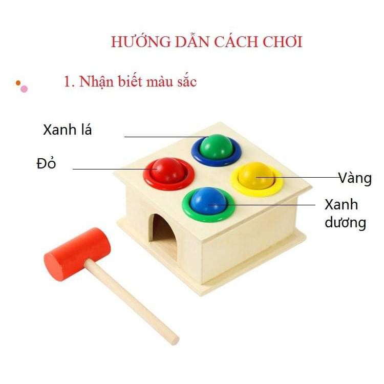 Đồ Chơi Gỗ Thông Minh, Hộp Đập Bóng Gỗ