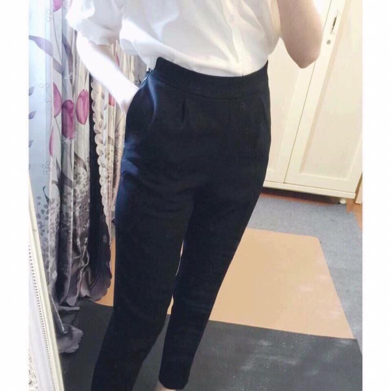 Quần tây đen công sở lưng thun baggy