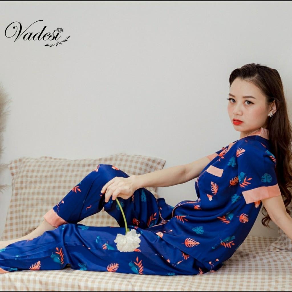 Pijama Lụa Cao Cấp, Đồ Bộ Họa Tiết Trang Nhã, Đồ Ngủ Đẹp, Bộ Mặc Nhà Vadesi - Thời Trang Nữ