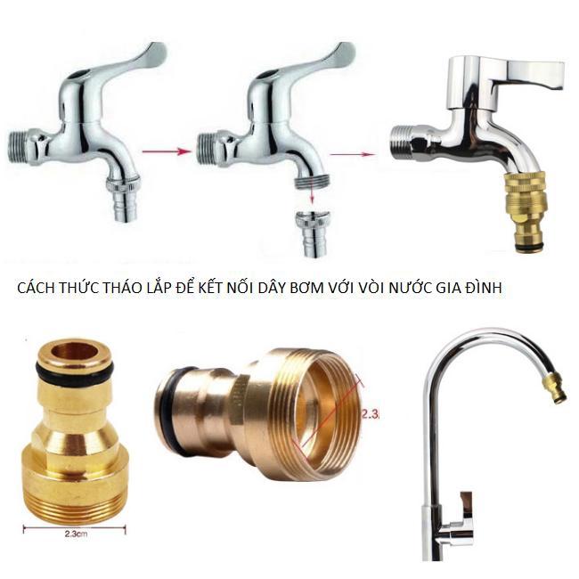 Bộ dây và vòi xịt tăng áp lực nươc 300% 206400 (cút đồng-dây xám)