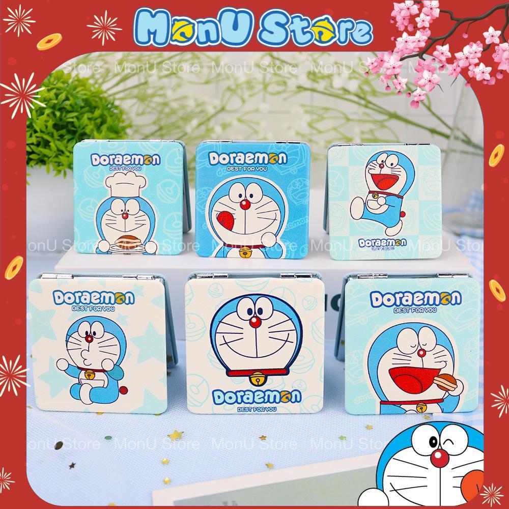 Gương mini 2 mặt bọc da sang trọng hình DORAEMON DOREMON bỏ túi dễ thương mẫu ngẫu nhiên MON0005