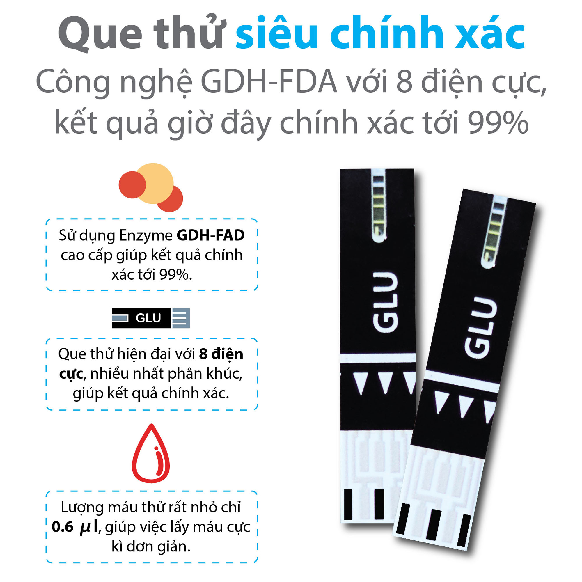 Máy đo đường huyết Yamada - Giọng nói tiếng Việt thông minh, thử tiểu đường, đo chỉ số hồng cầu HCT, tặng 10 que thử