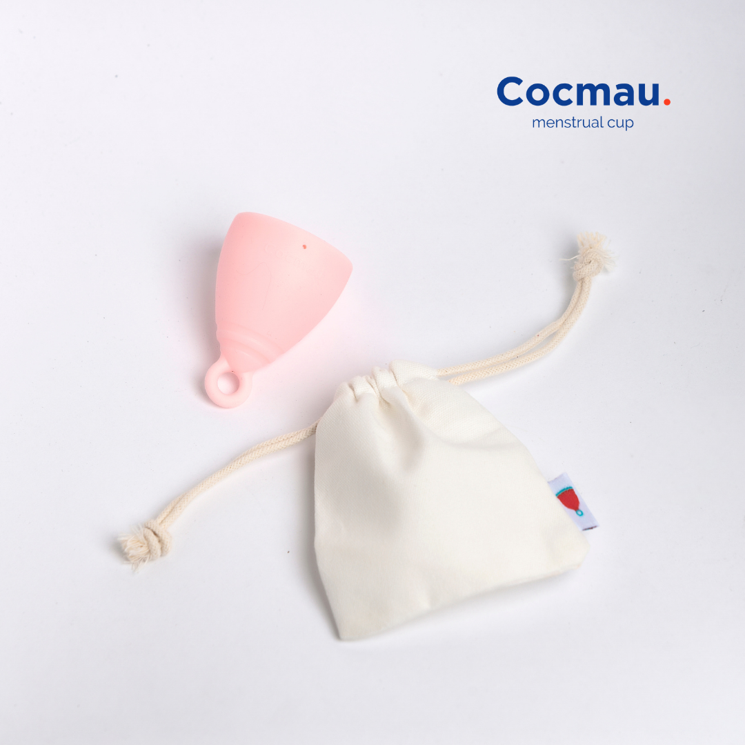 Cốc nguyệt san cải tiến Cocmau - Hồng Pastel - Cuống tròn dễ tháo - Thiết kế vành ẩn nhỏ gọn - 100% silicone y tế