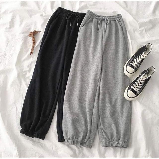 Quần Jogger thun Nam Nữ Unisex quần dài unisex vải thun trơn ống suông Bo cổ chân form rộng, không nhăn