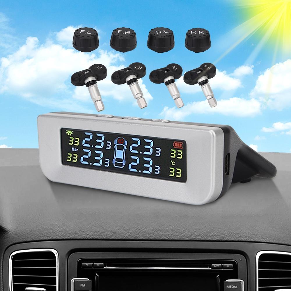 Set 4 thiết bị cảm biến áp suất lốp xe hơi TPMS màn hình LCD kỹ thuật số
