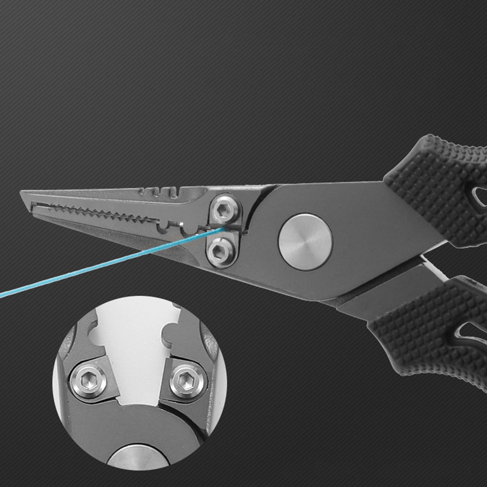 Fishing Pliers Saltwater with Sheath and Lanyard, Braid Cutters Split Ring Pliers Hook Remover Line Cutting Stainless Steel, Durable and Lightweight