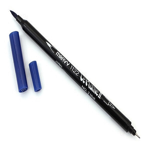 Combo 3 bút lông đầu cọ viết calligraphy Marvy Le Plume II Double-Sided Watercolor Marker - UP.PENS Collection - Navy Colors 1