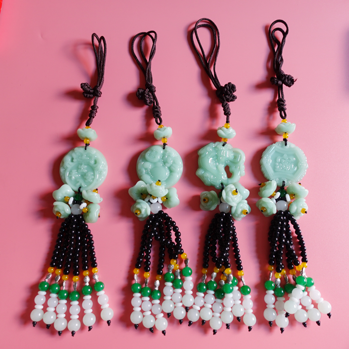 Dây đeo phong thủy bằng ngọc trang trí xe ô tô - T037