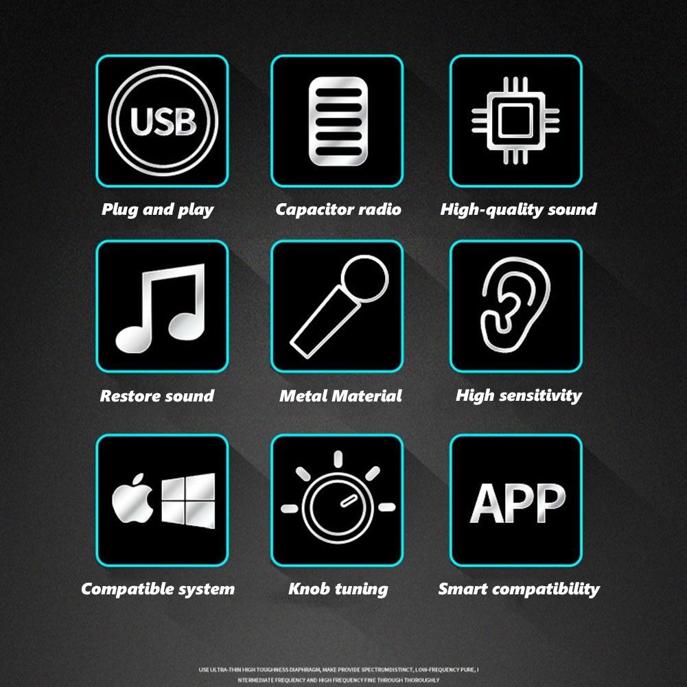 Bộ micro cổng USB 192KHZ/24BIT có giá đỡ có thể điều chỉnh cho máy tính