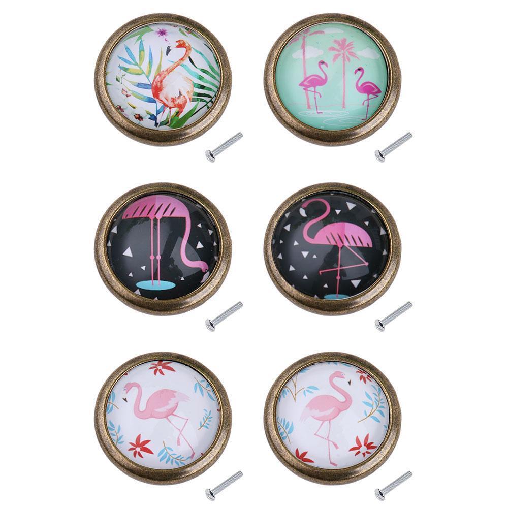 Pack of 2, Flamingo Drawer Knob Pull Handle 35mm Circle Cabinet Handle with