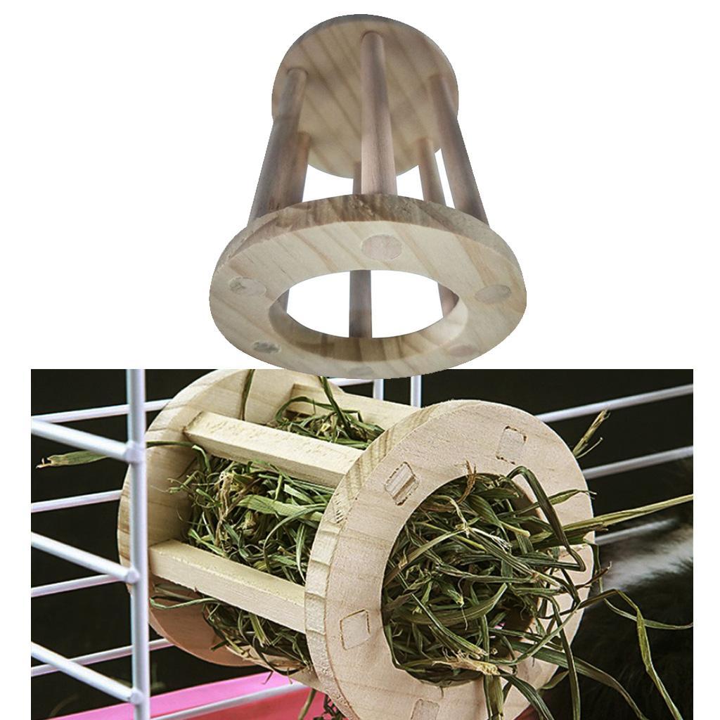 2pcs Hay Feeder Natural Wood Hay Grass Rack Food Dispenser for Guinea Pig
