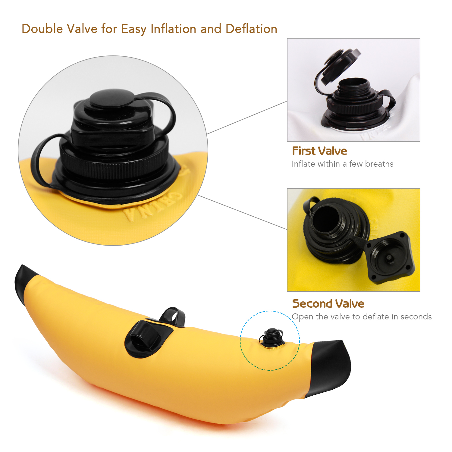Cặp phao nổi giữ thăng bằng cho thuyền bằng chất liệu PVC Nhẹ, bền và di động để mang theo.