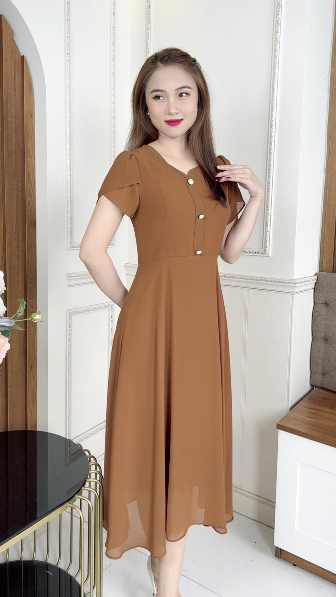 Đầm Quý Bà [ Linh Trà ] (TM 426) Trang Nhã Quý Phái Thanh Lịch Sang Trọng Đi Làm Đi Tiệc