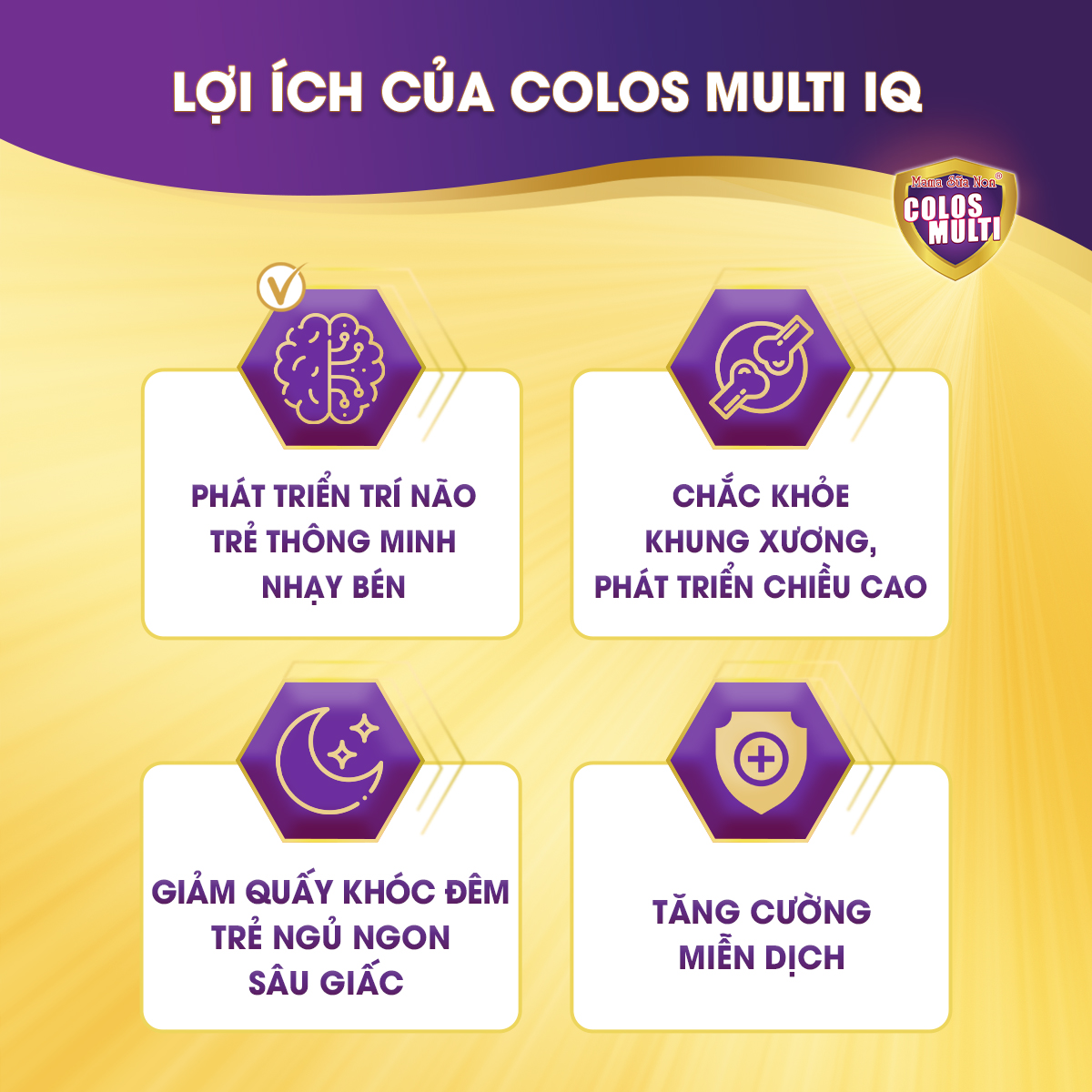 Combo 2 hộp Sữa non Colosmulti IQ hộp 22 gói x 16g hỗ trợ phát triển chiều cao và trí thông minh cho trẻ