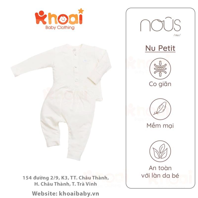 Bộ cài thẳng dài Nous trắng hình cừu Newborn - Chất liệu Nu Petit 95% cotton thiên nhiên