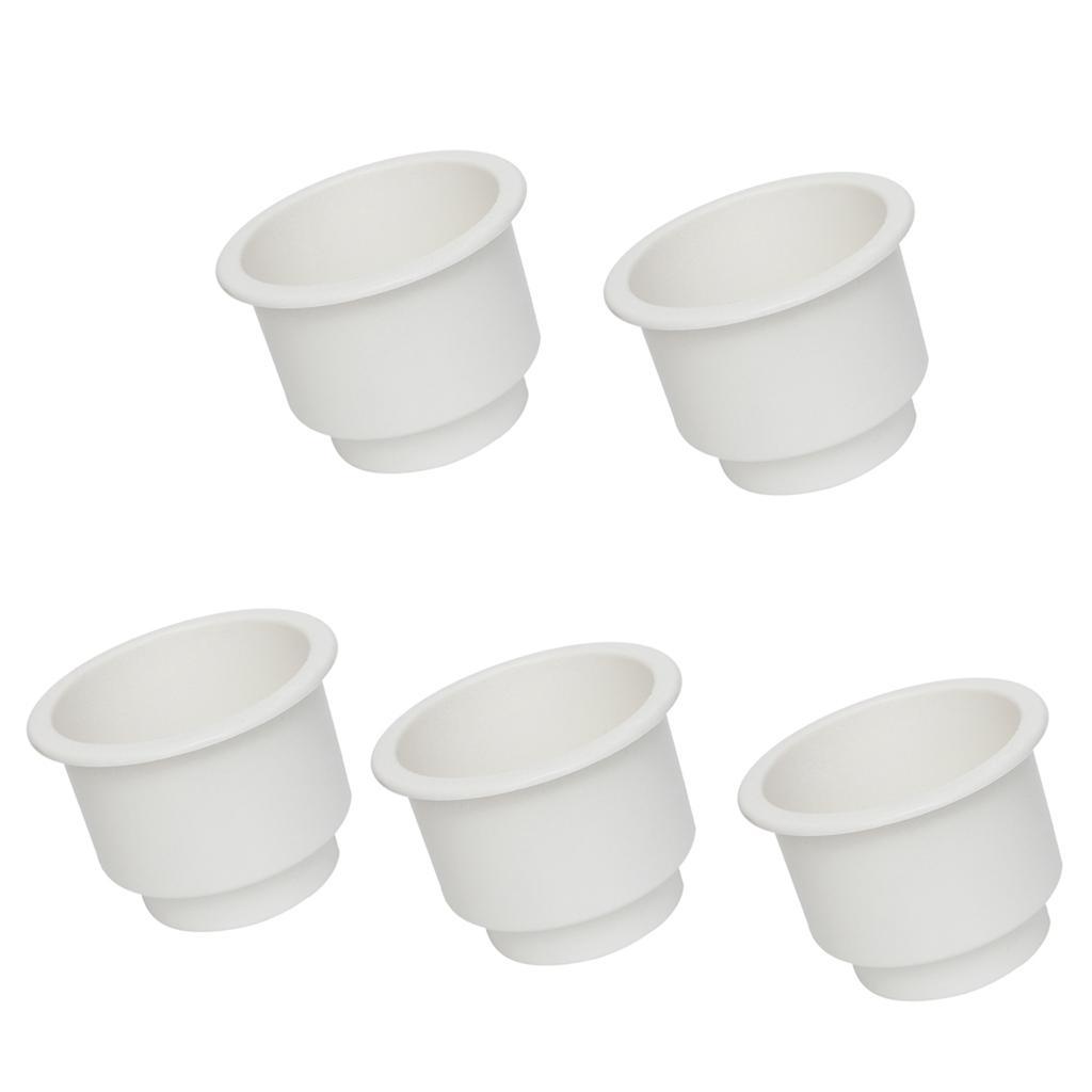 5pcs White No Holes Recessed Cup Drink Holder for Marine Boat Car RV