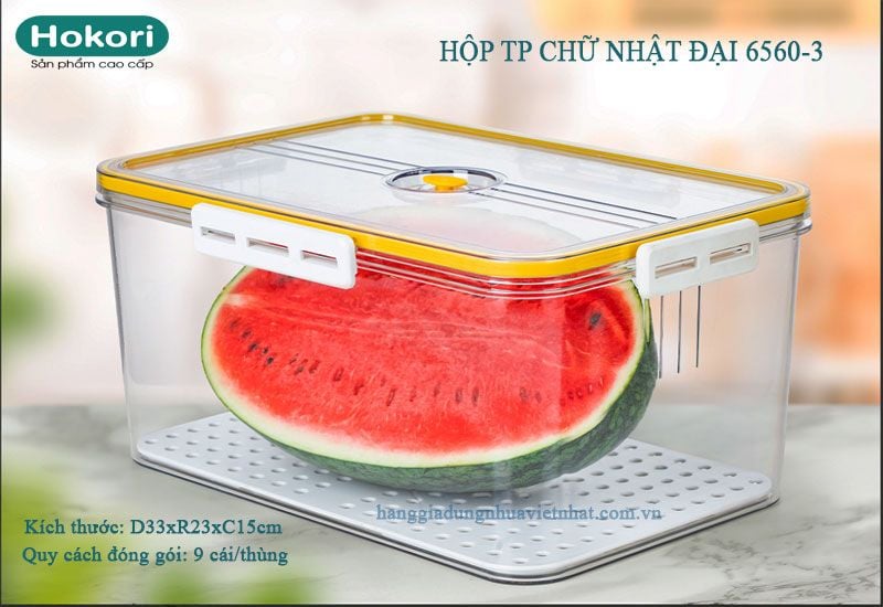 BỘ 3 HỘP THỰC PHẨM CHỮ NHẬT CAO CẤP KHÓA GÀI VIỆT NHẬT HOKORI - Hàng chính hãng (Giao màu ngẫu nhiên)