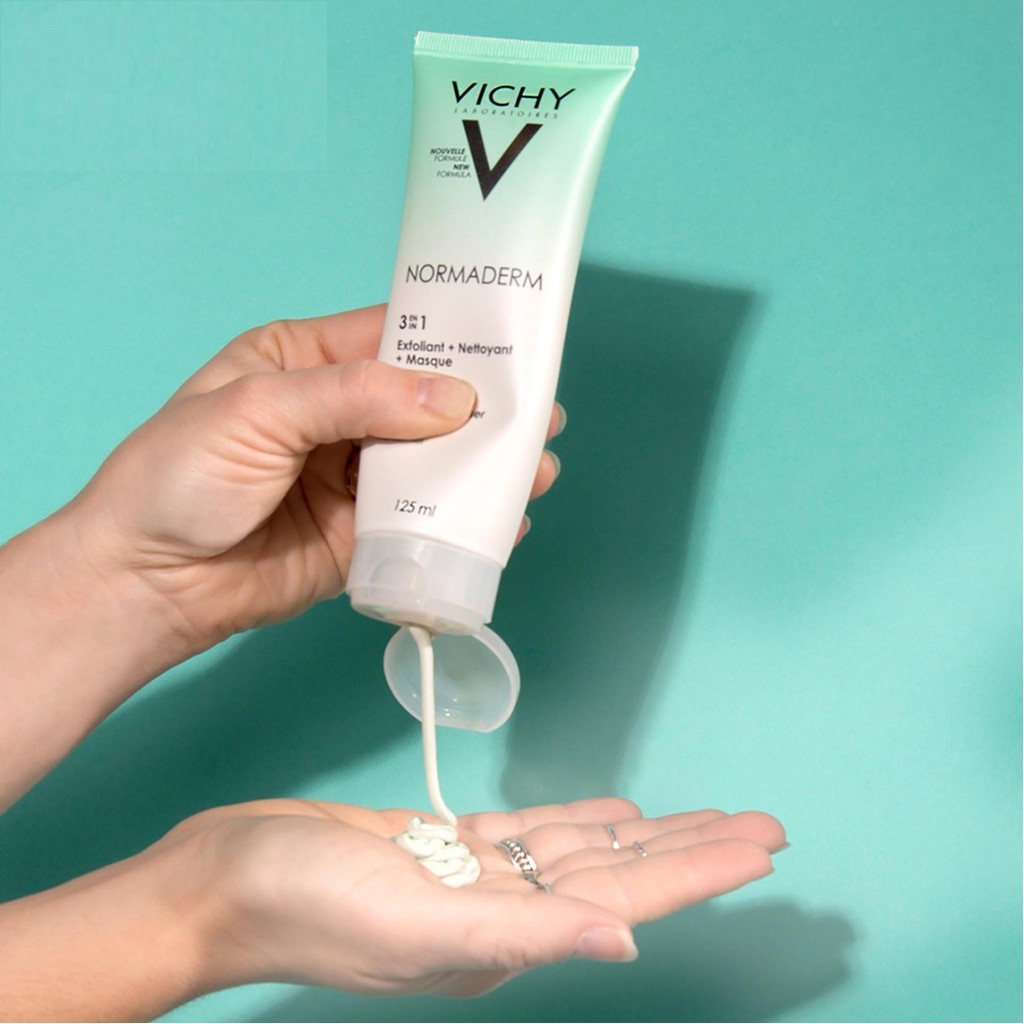 Kem Tẩy Tế Bào Chết 3 Tác Dụng VICHY Normaderm 3in 1 Scrub + Cleanser + Mask 125ml + Tặng Móc Khóa