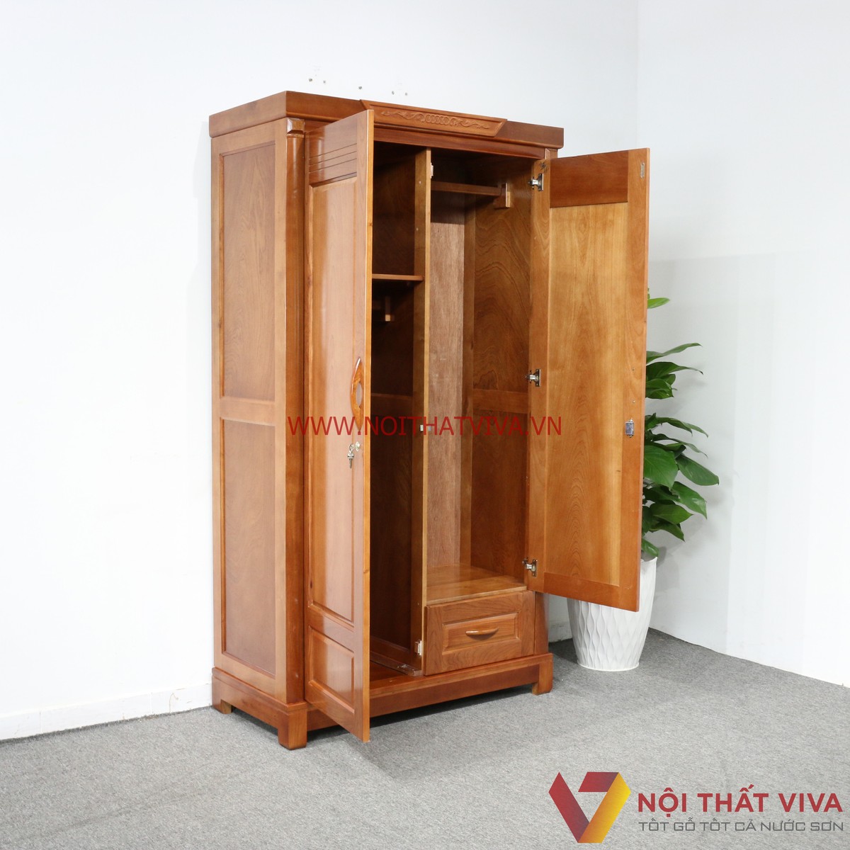 Tủ Áo 2 Cánh Gỗ Xoan Đào Tự Nhiên Đẹp Giá Rẻ