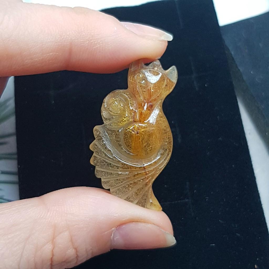 VÒNG CỔ CỬU VỸ HỒ LY ĐUÔI VŨ ÔM HOA MÀU VÀNG 10