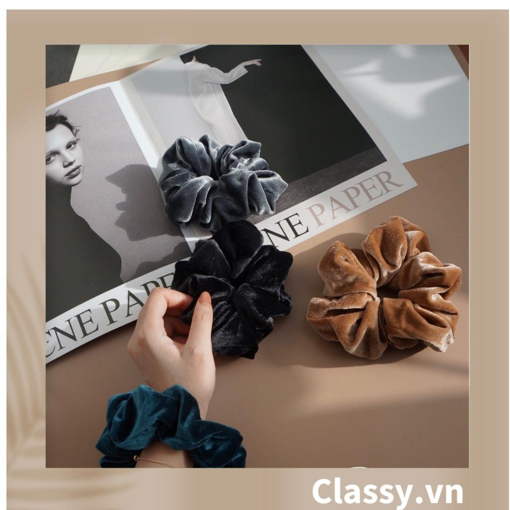 Scrunchies, dây cột tóc Classy vải nhung mịn màng, phong cách hàn quốc PK1588