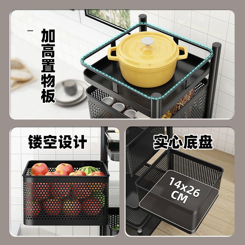 Giá nhà bếp thuận lợi nhất từ sàn đến trần giỏ rau nhiều lớp lưu trữ xe đẩy di động xoay nhà miễn phí cài đặt kệ lưu trữ