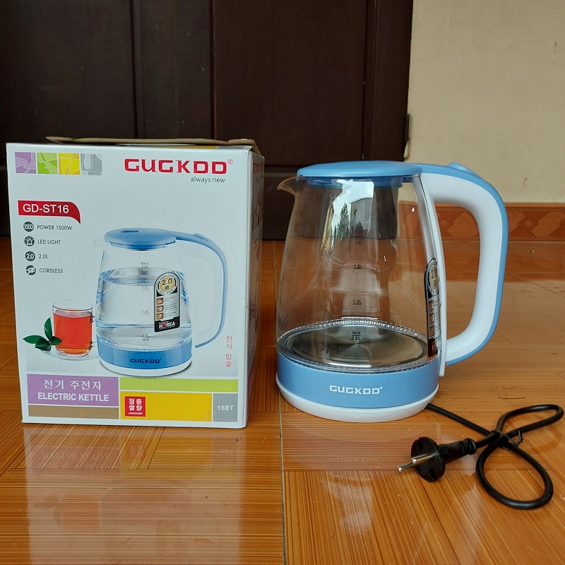 Ấm Siêu Tốc Thủy Tinh Cao Cấp COOKDD MINIIN 2 Lít Model GD -ST16 - Bình Siêu Tốc Có Đèn Led Tự Ngắt Khi Sôi - Hàng Chính Hãng