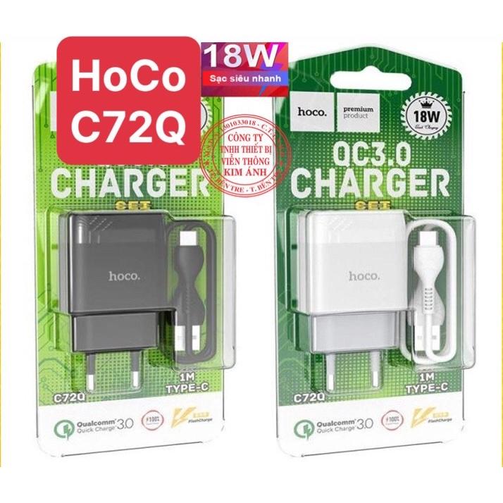 Type C - Bộ sạc nhanh Hoco C72Q 18W, QC3.0 Chuôi cắm Type C, Hàng chính hãng