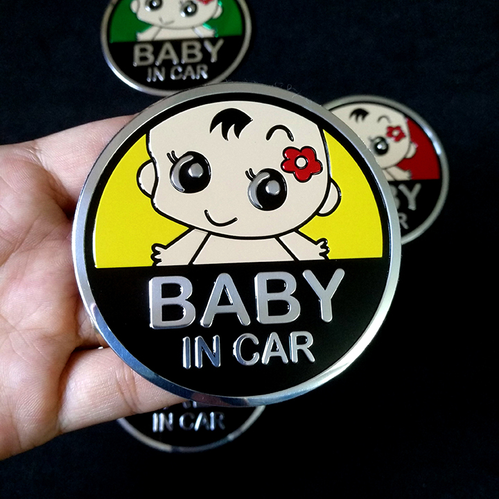 Logo dán kim loại BABY IN CAR