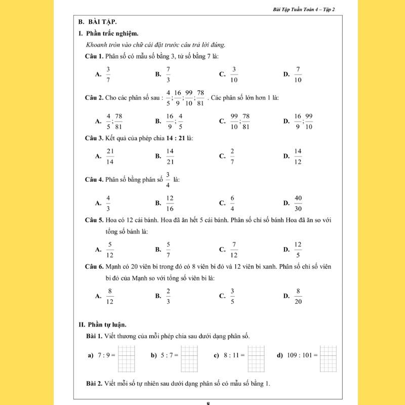 Sách - Bài Tập Tuần dành cho học sinh lớp 4 - Toán và Tiếng Việt - học kì 2