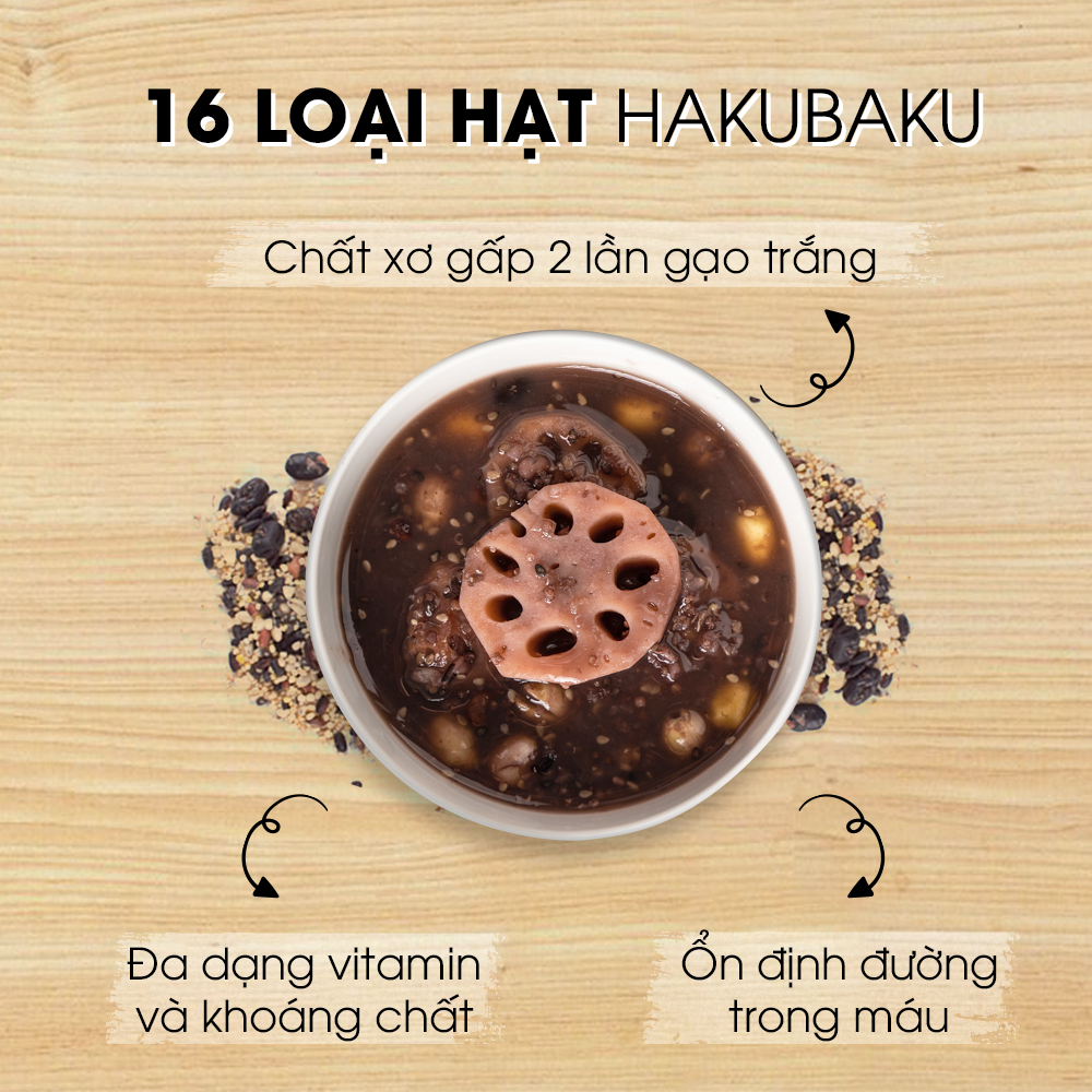 Combo 2 bịch Hạt 16 loạt HakuBaku Nhật Bản chính hãng - gói lớn 450gr/ bịch