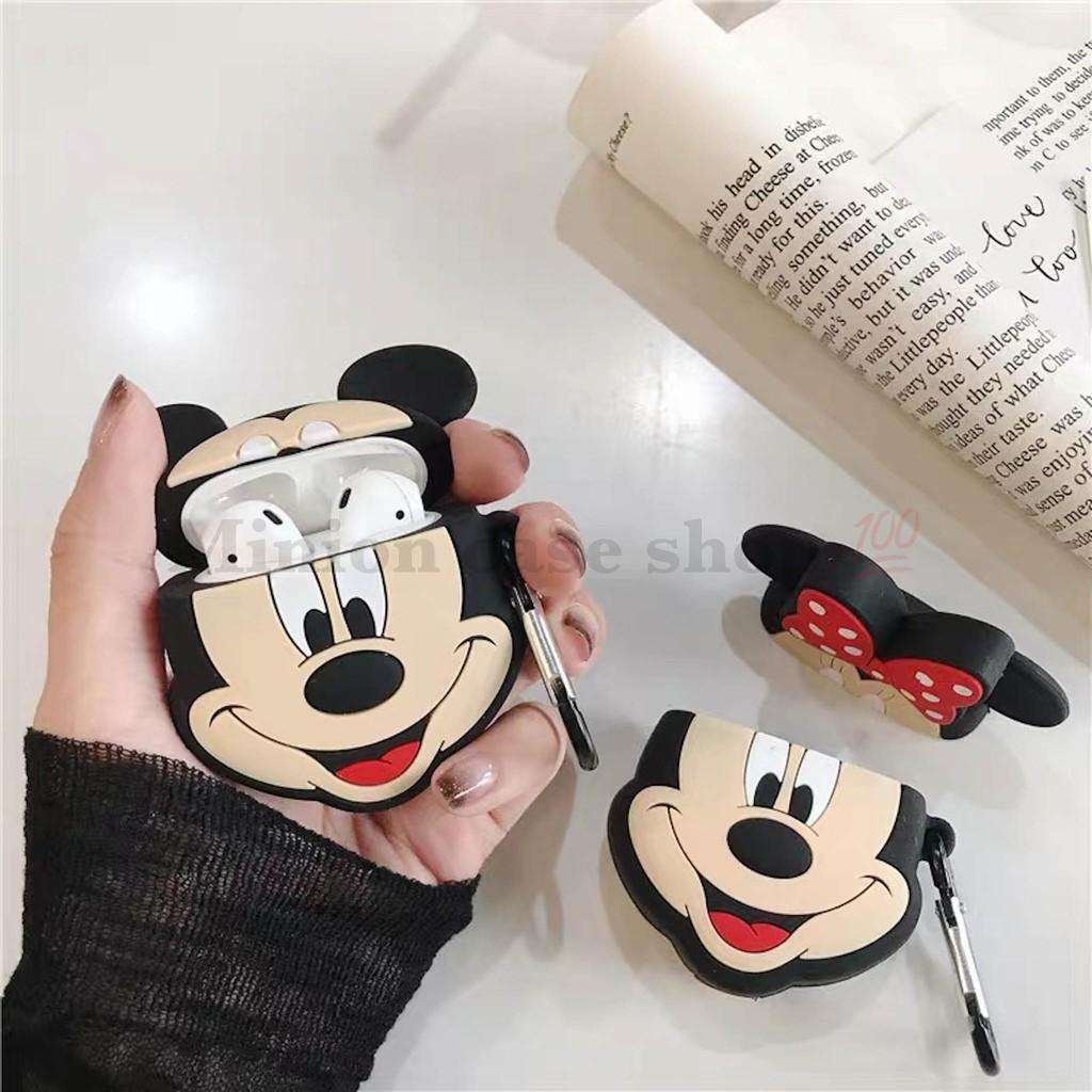 Hình ảnh Bao Case Ốp dành cho airpod 1 và 2, tai nghe bluetooth i11,i12, i100, i9s... silicon 3D chuột Mickey cao cấp